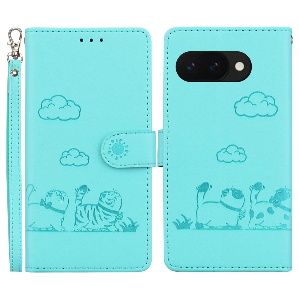 For Google Pixel 9a Case RFID Blocking Kitten Pattern TPU+PU Leather Phone Cover