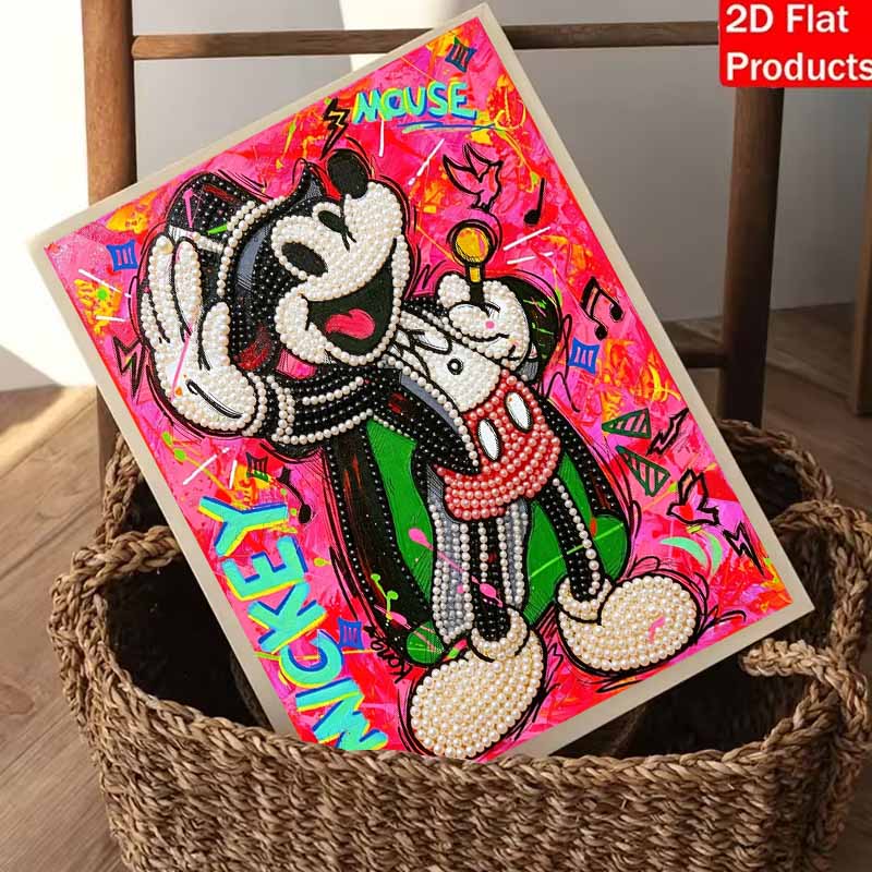 Disney Mickey Mouse Pearl Painting Handmade Diy Pearl Art Painting Vibrant Pop Art Simple Living Room Hanging Painting Decoration