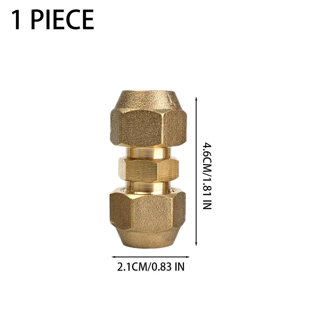 Leakproof Brass Double Flare Coupling Air Conditioning Pipe Straight Adapter Refrigeration Tubing Extension Connector Fitting