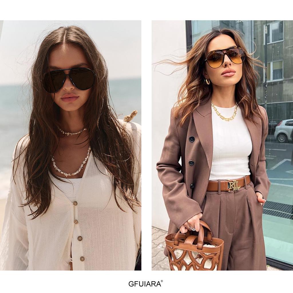 Übergroße Pilotensonnenbrille für Damen Herren Retro 70er Schild Sonnenbrille UV400 Schutz