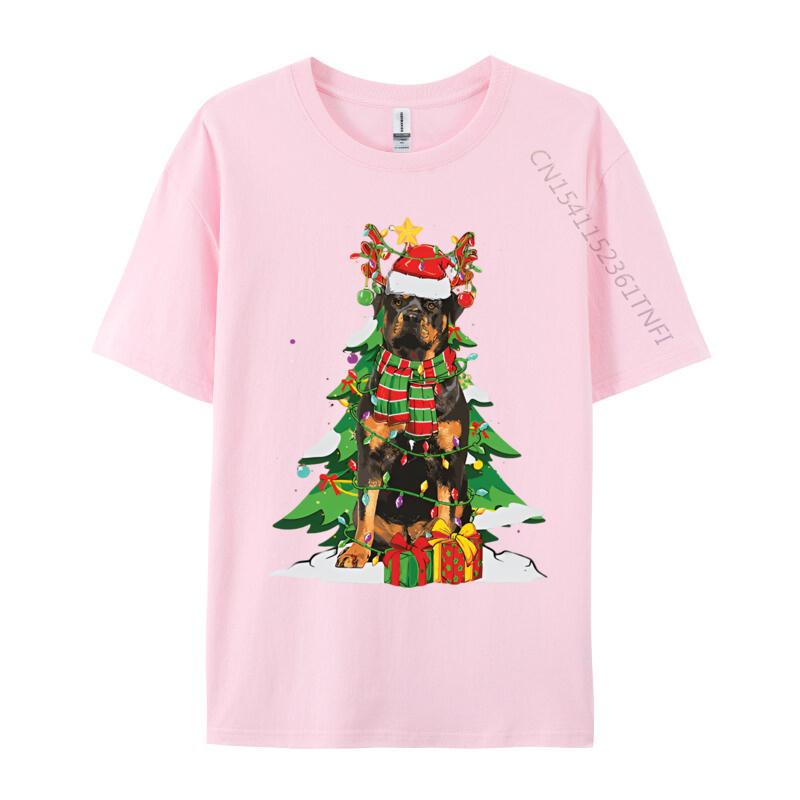 Santa Reindeer Rottweiler Dog Xmas Tshirt Graphic Tee Shirt Male Vintage Cotton Tops Tees Cute Oversized T Shirt