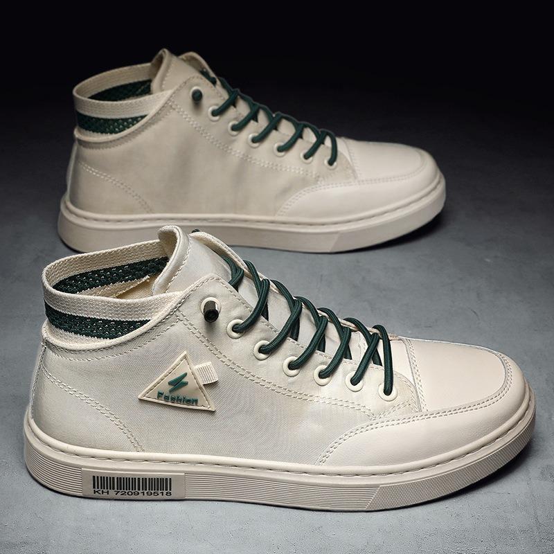 Herrenschuhe Herbst Neu High-Top Sneaker Studenten Lässig Atmungsaktiv Canvas Weiße Schuhe