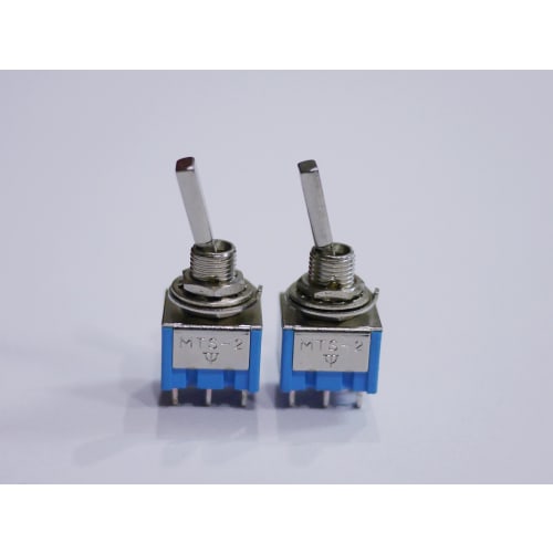 Mini Switch, ON-ON Type, 2-Pole, 2-Contact, 6-Pin, Blue, for Guitar/Effects/Electronic Circuits (Set of 2)