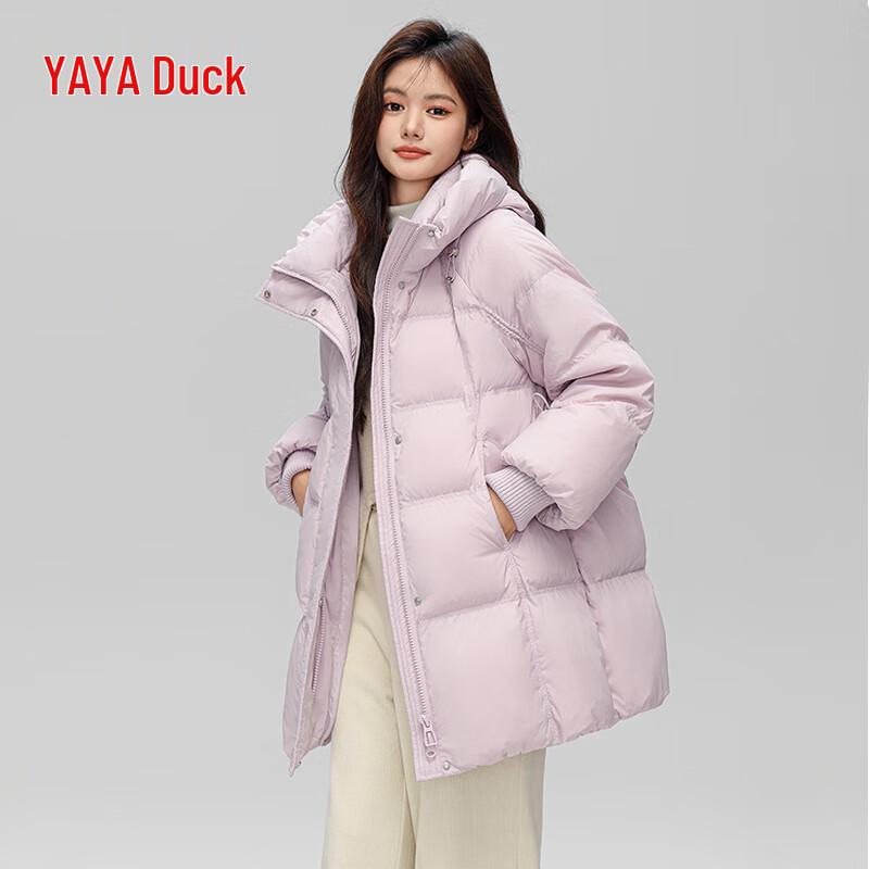 Yaya Women's 2024 Autumn/Winter Mid-Length Hooded Down Jacket YE4B605095H