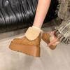 2025 Suede Cow Genuine Leather Snow Boots Women Ankle Booties Platform Wedge Winter Plush Boots Shoes for Women