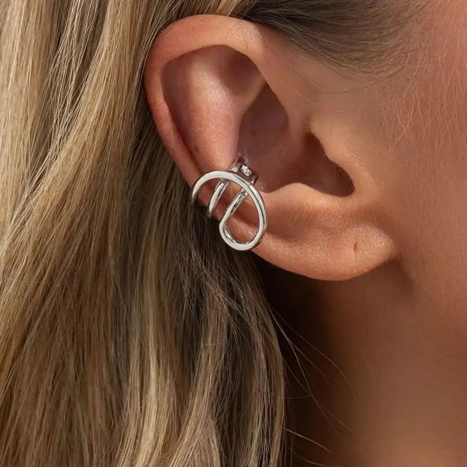 New Minimalism Metal Geometry Spiral Clip Earrings for Women Punk Unique Gold Color Non Piercing Ear Cuff Party Jewelry New