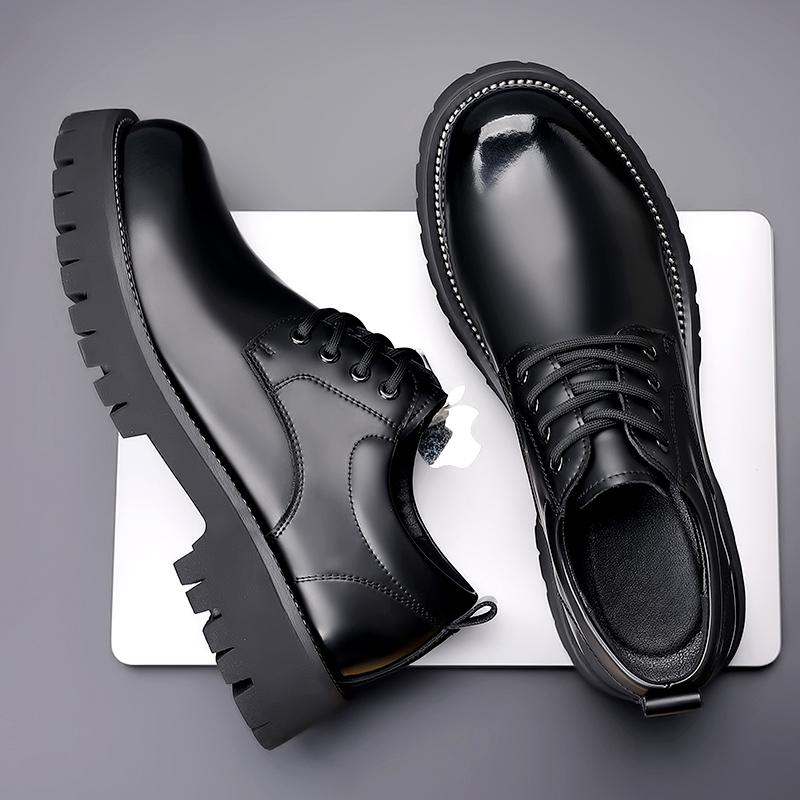 Fashion High-quality Thick Bottom Mens Lace Up Round Toe Brown Business Shoes Luxury Brand Oxford Shoes Classic Men Shoes for Wedding