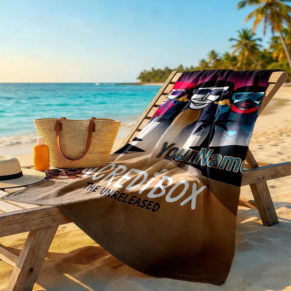 Incredibox Personalized Text Beach Towel Quick-Dry Soft Microfiber Ideal for Travel Outdoor Swim Pool Yoga Surf Camping Hiking Gym Gift Holiday