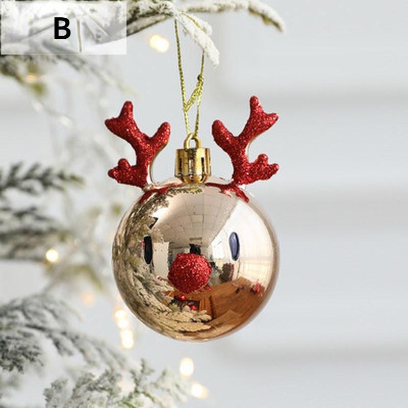 2Pcs/set Christmas Tree Ornaments Xmas Elk Decorations Ceiling Pendants Hanging Christmas Balls Cute Deer Head Decorations