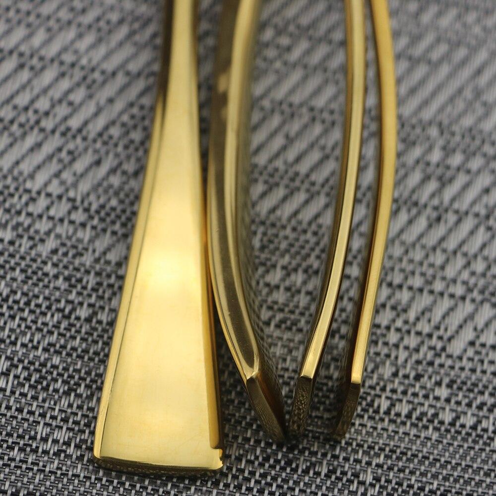 Luxury Shiny 5Pcs Portable Travel Cutlery Dinnerware Set Knife Fork Spoon Dessert Fork Teaspoon Tableware Set Stainless Steel