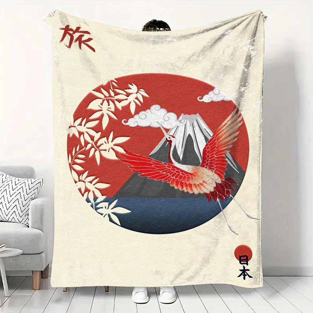Japanese Landscape Samurai Geisha Flannel Fluffy Throw Camping Blanket for Children Adult Sofa Throw Blanket Modern Fashion Gift