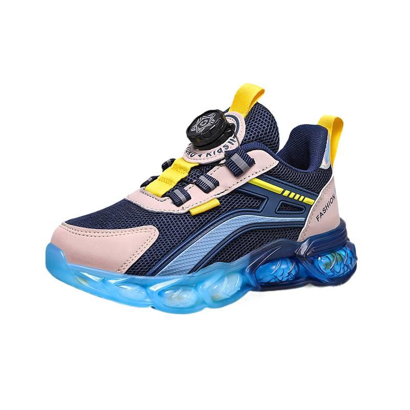Boys shoes 2025 new middle and older children's sports shoes mesh children's running shoes girls rotating buckle shoes