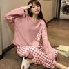 Women's Cute Simple Style Long Sleeve & Pants Imitation Cotton Pajama Set for Spring and Autumn