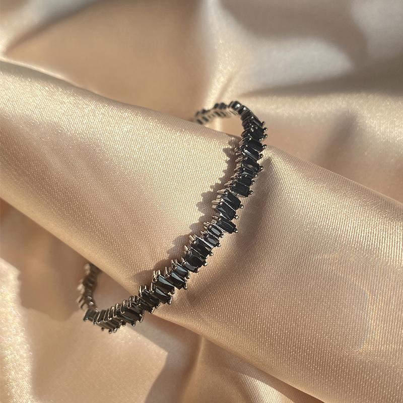 ZAKOL Fashion Cubic Zirconia Cuff Bangles for Women Trendy Baguette Men Open Bracelet Party Jewelry B154