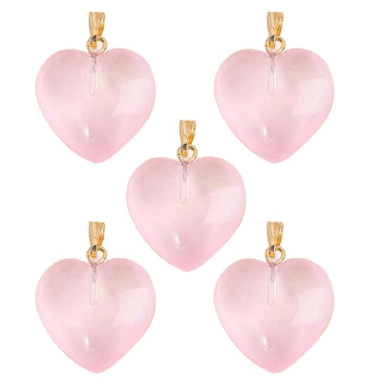 5xStylish Sweet Heart Shaped Pendant Peach Heart with Hole Jewelry Making