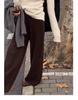 Women's Soft Fluffy Wool Wide-Leg Pants, Thickened Knit Cashmere, Petite Drape Long Straight-Leg.