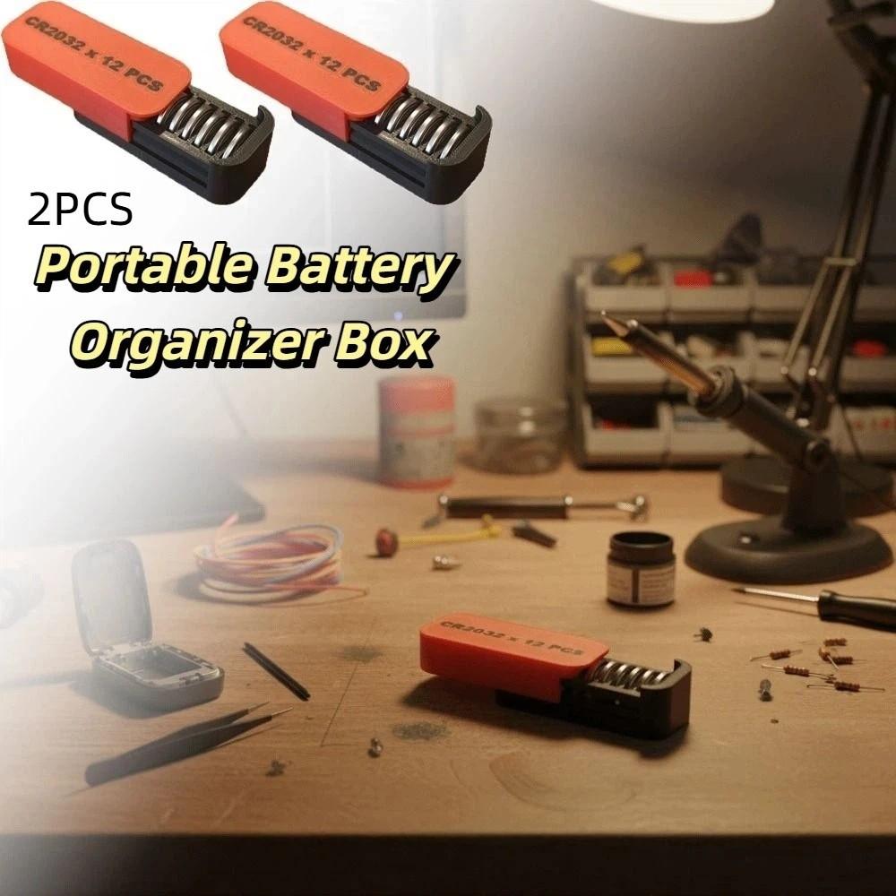 Shockproof Design Button Battery Organizer Portable Battery Organizer Box  Outdoor Travel