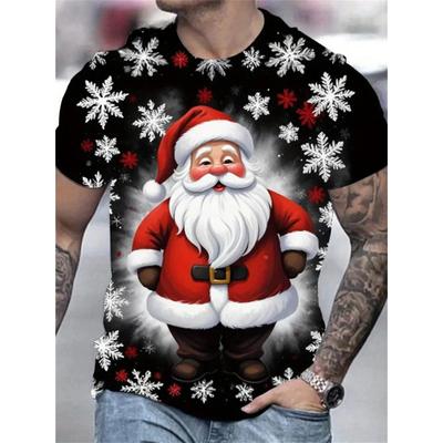 Christmas 3D Santa Claus Print T Shirt for Men Casual Short Sleeve Tee Shirts Fashion O-Neck Top New Year Gift Oversized T-Shirt