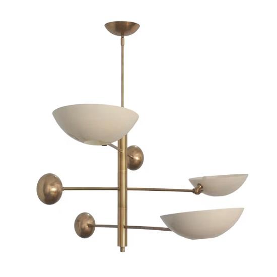 “3 Light Mid Century Modern Raw Brass Sputnik Chandelier Pendant Ceiling Fixture”