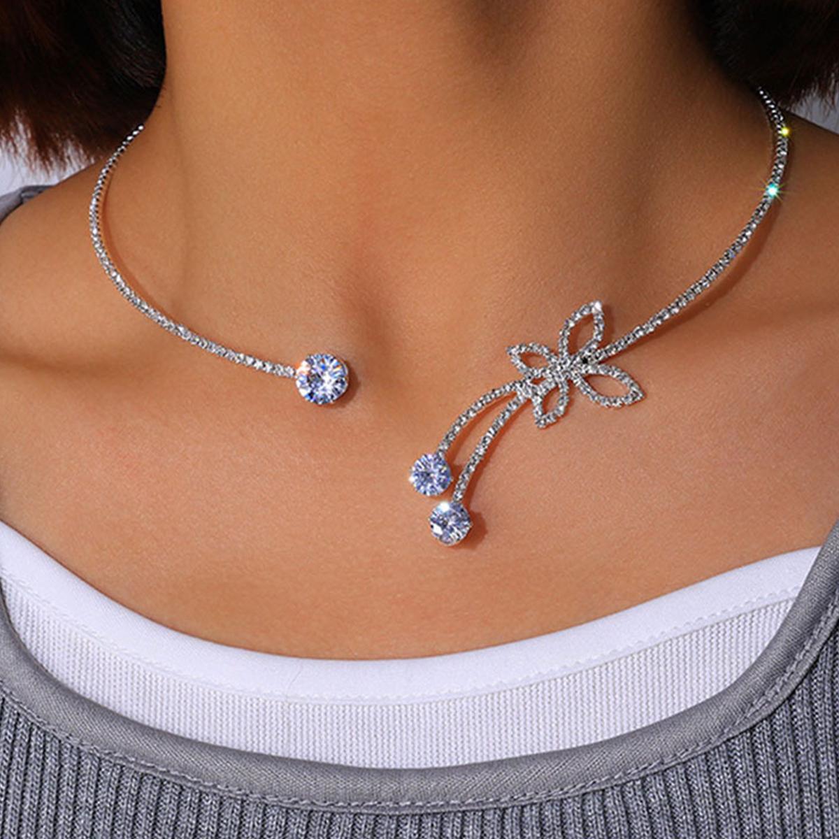 

1 шт. Женское модное трендовое ожерелье с бабочкой, циркон, простой дизайн, подходит для свидания, вечеринки, фестиваля, подарки-2002