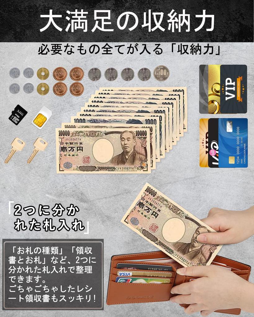 genuine folding coin purse made by top leather Tensha Tiger Day Men's bi-fold wallet, Tochigi, Japan, leather, bi-fold wallet, leather, wallet, thin,