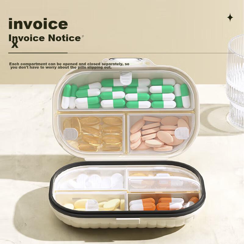 Baicaoyuan Portable Pill Organizer, Weekly Dosing Box, Seven-Day Travel Pill Dispenser, Personal Organizer, Sealed Moisture-Proof Large Capacity