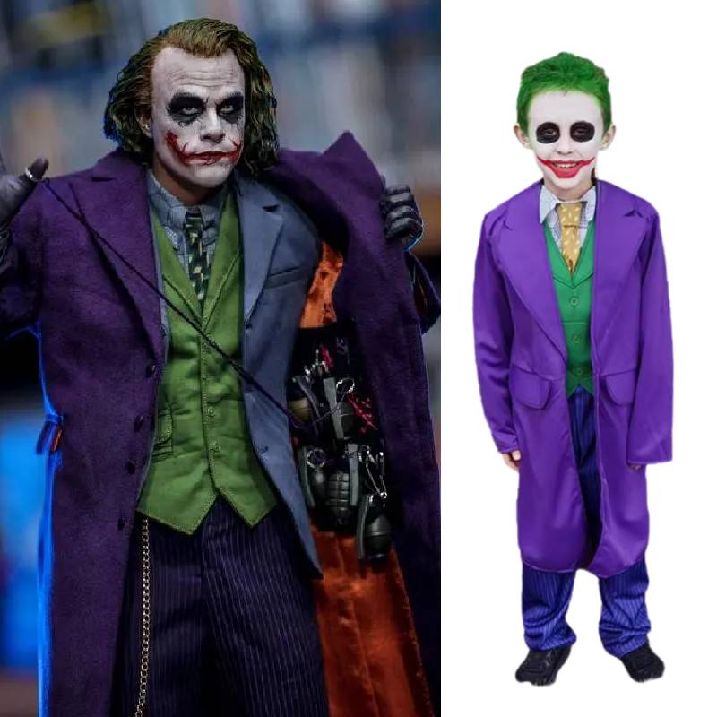 Mroczny Rycerz Joker Kostium Cosplay dla Dzieci Komiksy Odgrywanie Ról Impreza Halloweenowa