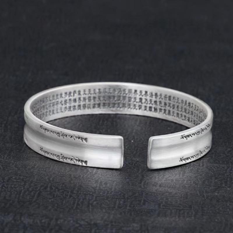 Engraved Cuff Bracelet Vintage Silver-Tone Alloy Wrist Bangle with Open Slip-On Design for Everyday Outfits and Casual Simple Gifting