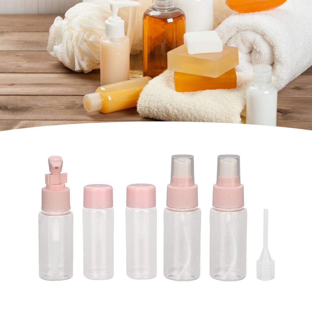 Travel Bottles Kit Clear Leakage Proof Empty Portable Toiletry Containers Set for Lotion Cream Shampoo Pink