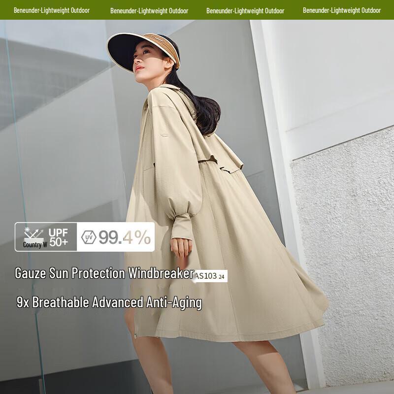 

Beneunder Women s Long Breathable Sun Protection Windbreaker AS10324