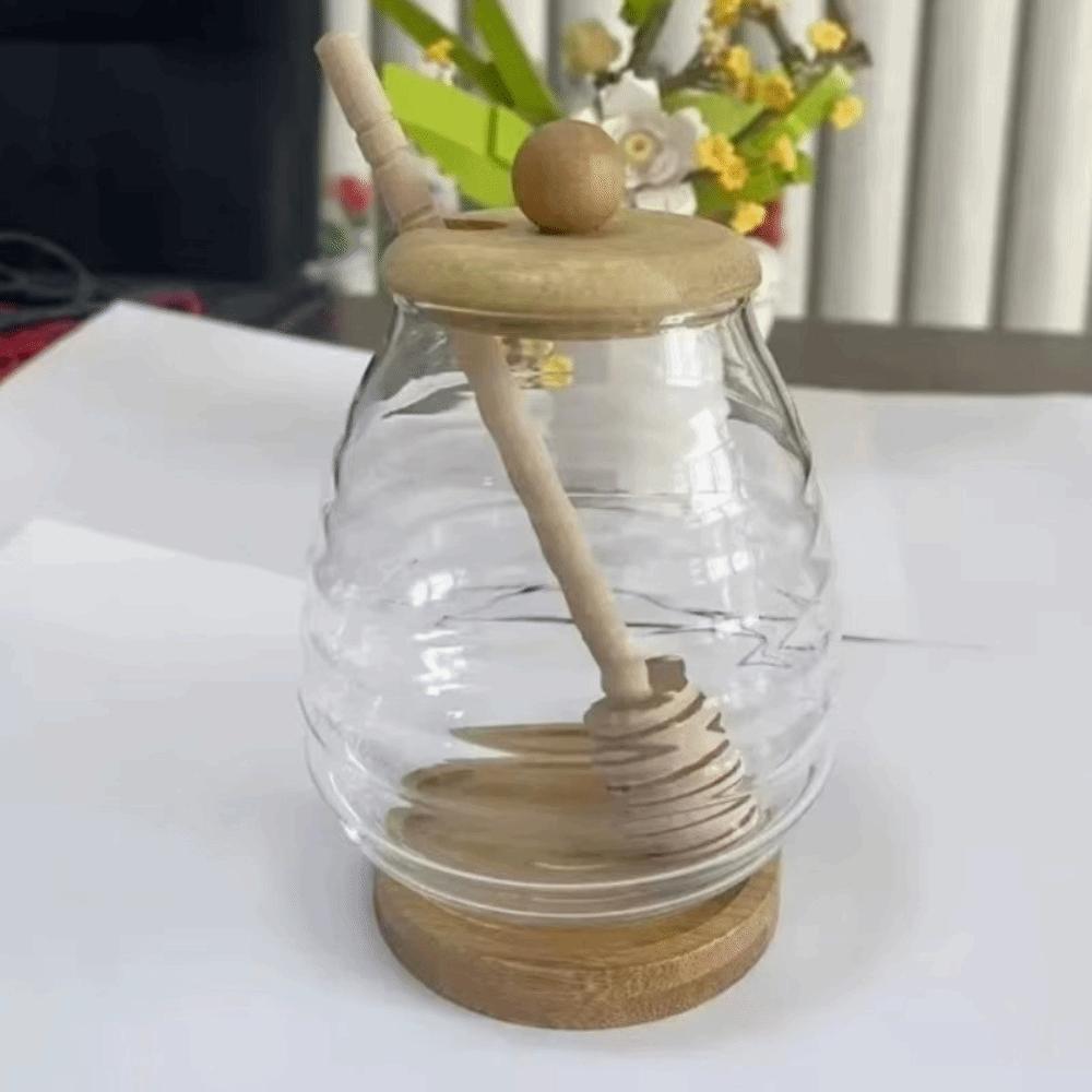 with Dipper and Lid Honey Storage Container 280/400/500ml Honey Pot Honey Jar  Food Presentation