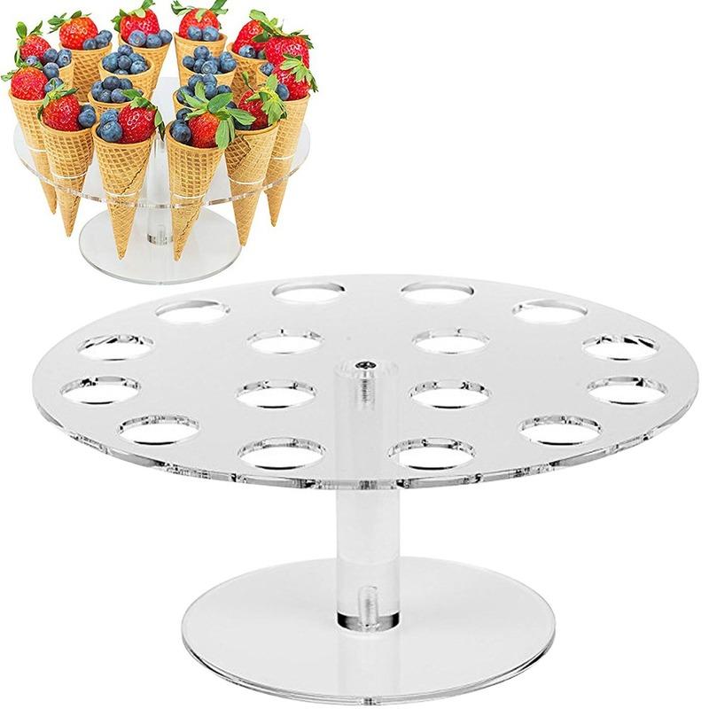 16 Holes Transparent Acrylic Ice Cream Stand Cake Cone Stand Holder Wedding Buffet Food Display Stand  Baking Kitchen Tools