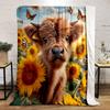 Cute Cow with Sunflowers & Butterflies Print Blanket Soft and Cozy Perfect for the Living Room Bed Sofa or a Nap,gift