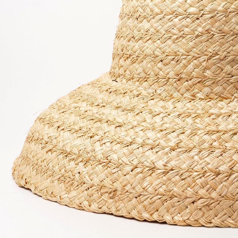 Summer Sun Hat Hand-knitted Raffia Retro Travel Sunscreen Beach Vacation Straw Hat with Lacing for Children Adult Holidays
