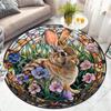 Stained Glass Bunny Round Rug - Crystal Velvet, Perfect for Indoor & Outdoor Use, Bedroom, Living Room - Halloween
