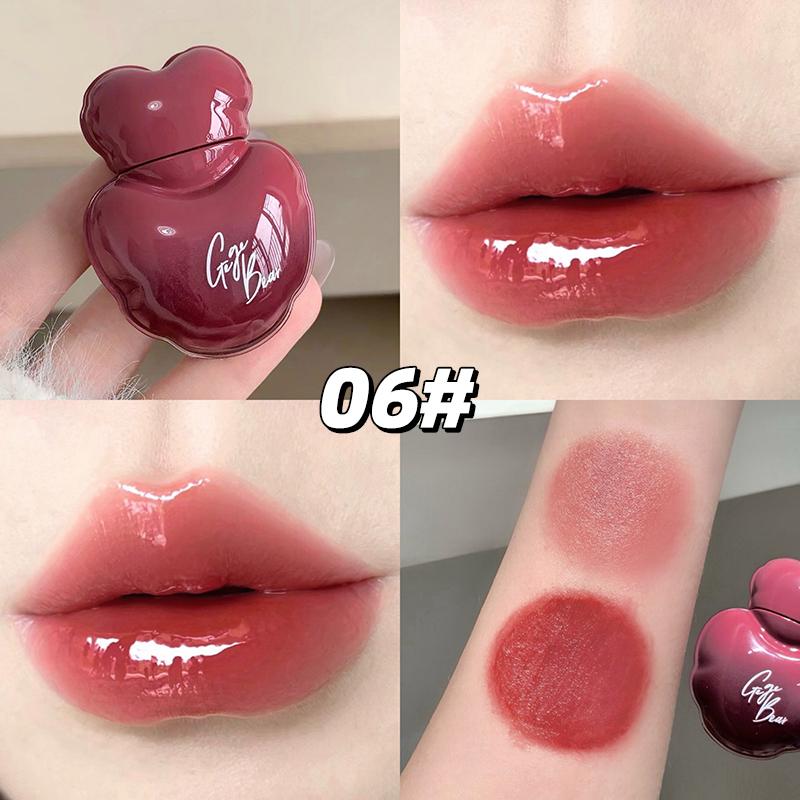 Gege Bear Hartvormig Waterlicht Lip Glans Spiegel Lippenstift Lip Gloss, Hydraterend Vochtinbrengend, Langhoudend