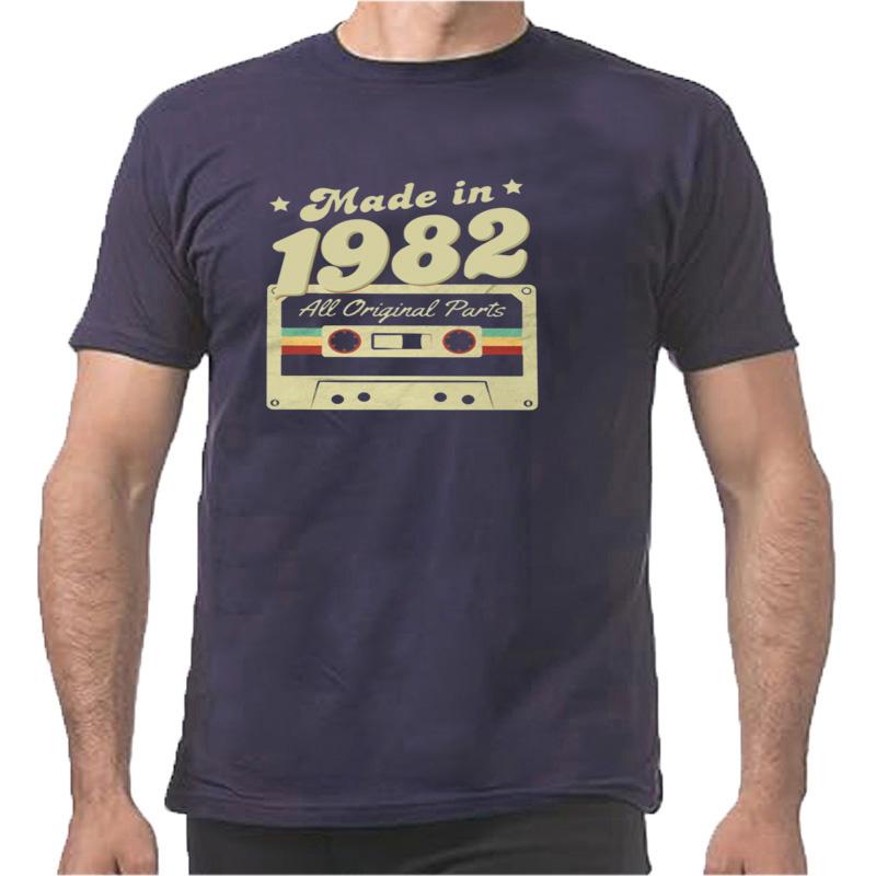 

Сделано в 1982 году Все оригинальные детали Футболка Мужская Хлопковая футболка Новинка Футболка 42 года 42-й День рождения Мужская Дизайнерская одежда XXXXXL темно-синий