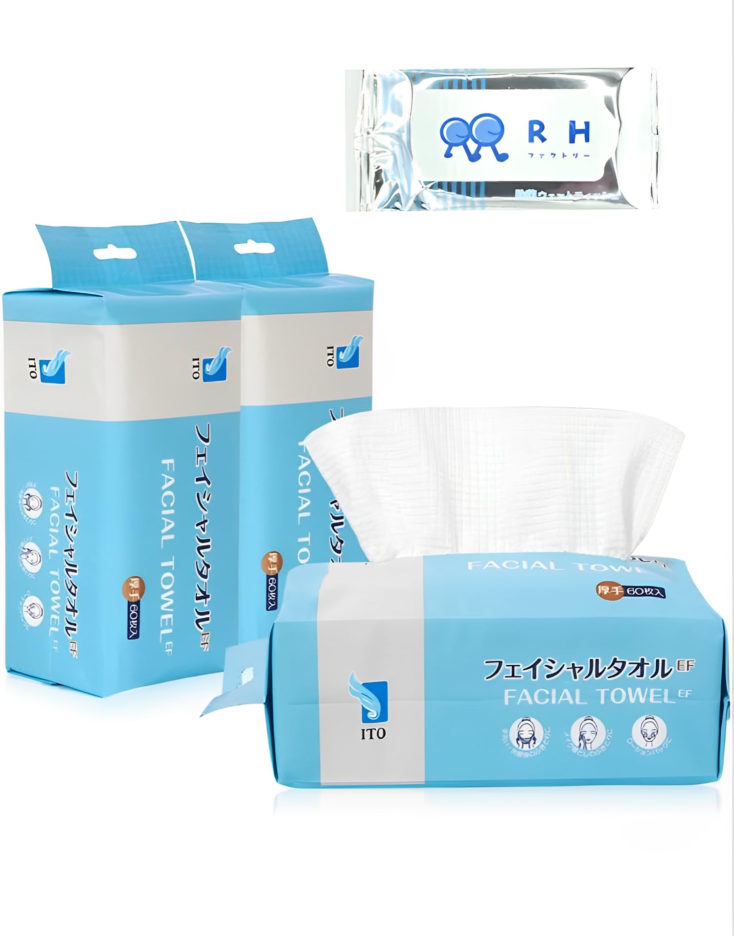 

Полотенце для лица ITO EF 60 листов x 3 комплекта с влажными салфетками
