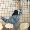 Jarní a podzimní styl Vintage korejská netopýří bez rukávů džínová bunda dámská zkrácená všestranná volného střihu Bf bunda
