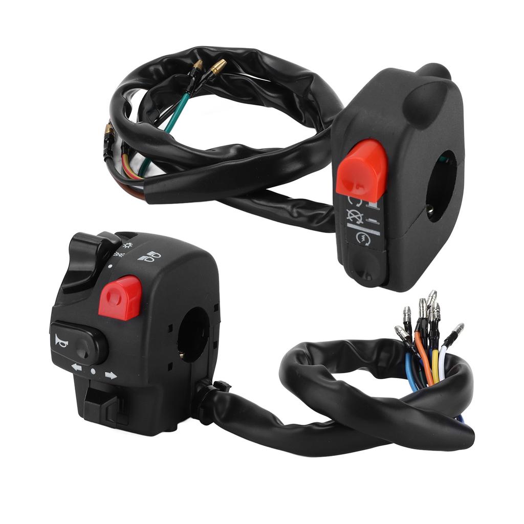 Pair 22mm Motorcycle Left Right Handlebar Controller Switch for Horn Turn Signal Electric Start Fog