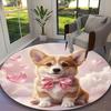 1pc Office Carpet, Kawaii Dog Chair Rug, Living Room Printed Round Rug, Home Chair Floor Mat