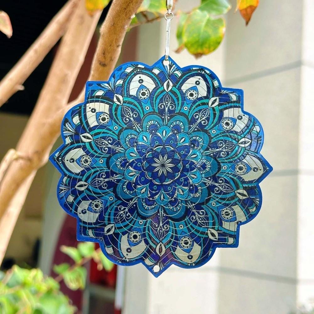 Butterfly Mandala Wind Chime 3D Wind Spinner Funny Rotating Pendant  Porch Display