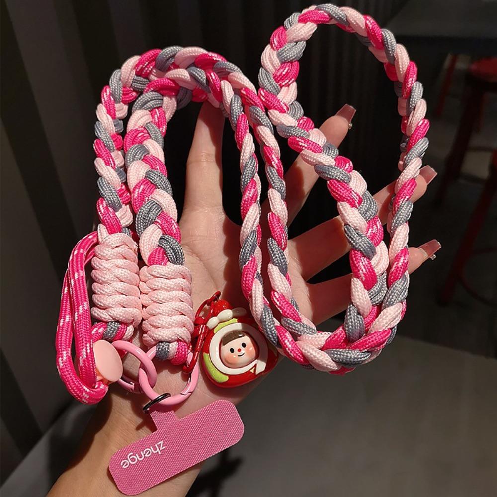 

Регулируемый шнурок для мобильного телефона, подвеска, шейные ремешки для телефона, ремешок для телефона через плечо, подвесные украшения розовый