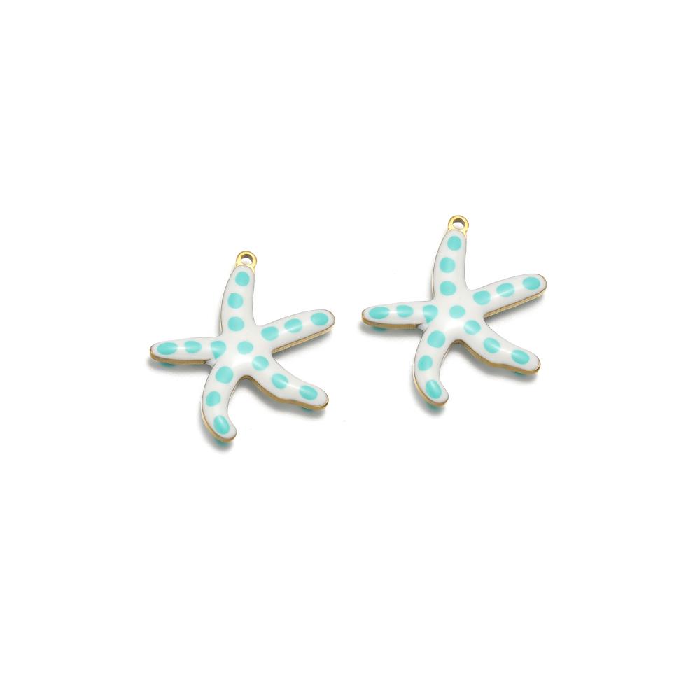 10pcs Stainless Steel Gold 20mm Starfish Charms Enamel Fish Pendant for DIY Jewelry Bracelet Findings Necklace Earrings Making