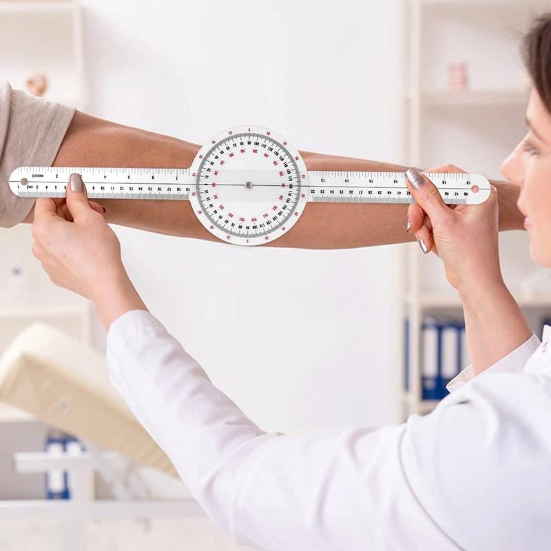 12 Zoll Goniometer, Transparente Orthopädische Winkelmesslineal Kunststoff-Goniometer 360 Grad Wirbelsäulen-Goniometer zur Körpervermessung