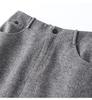 Woolen Half-Skirt: Women's 2025 Winter Brown-Gray Casual Slit Midi Skirt