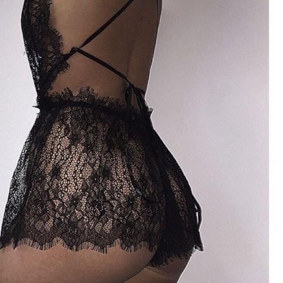 European & American Sexy Lace See-through Pajama Set