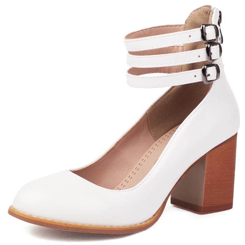 

Модные элегантные женские туфли на высоком каблуке с ремешками на щиколотке, черные, белые, красные, на каблуке, свадебные туфли для вечеринок, женские, большого размера 39