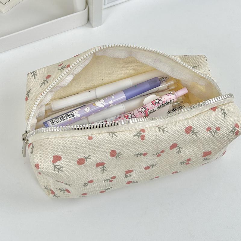 INS Sac à Crayons à Imprimé Floral Grande Capacité Trousse à Crayons Multifonctionnelle Sac à Papeterie Étudiants Organisateur de Papeterie