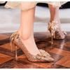 New Shiny Bowknot Thin Heels Pumps Women Slip-On Bling Crystal Party Shoes Woman Sexy Pointed Toe Glitter High Heels Shoes